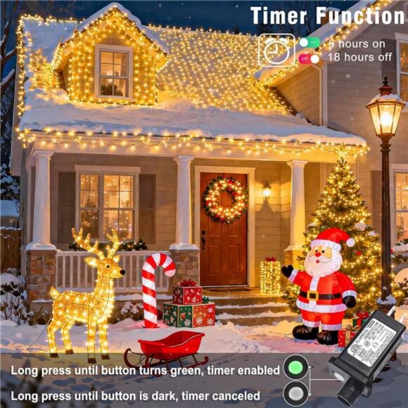 100FT 300 LED Christmas Lights Indoor Outdoor Warm White Twinkle Fairy Lights - Picture 3 of 7